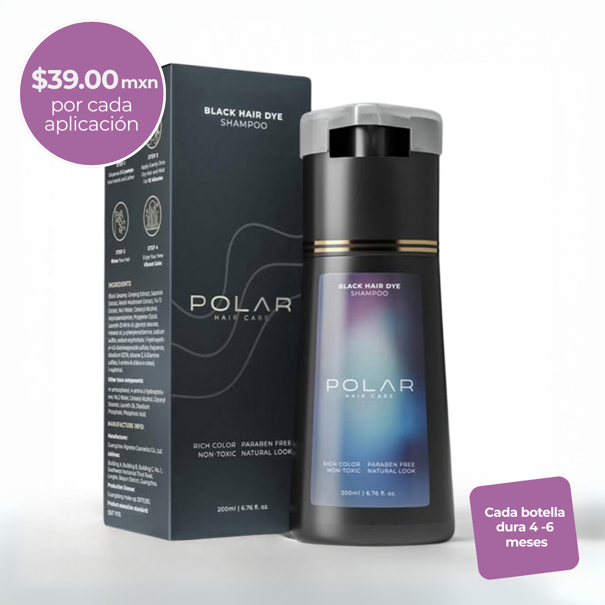 Shampoo Tinte Polar - Tiñe tus canas en 10 Minutos